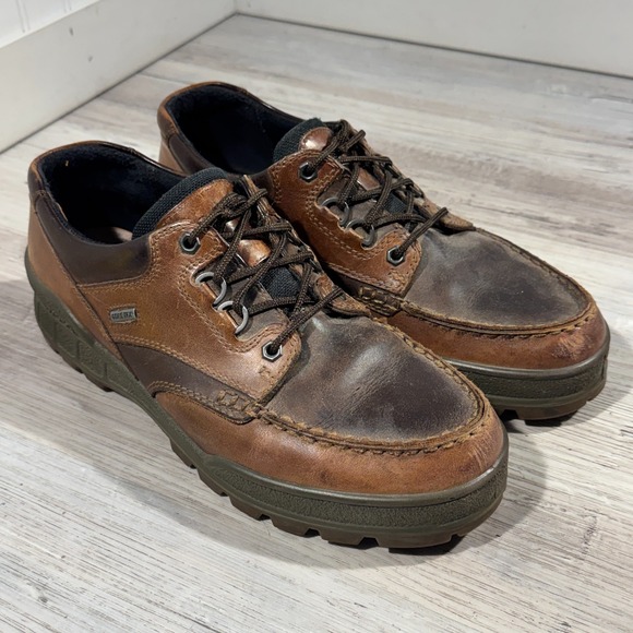 ECCO Track 25 Boots Mens Brown Leather Hiking Gore-Tex Waterproof Shoes Sz 44